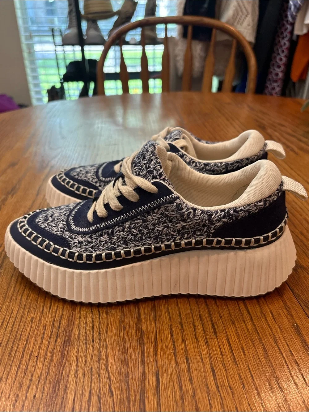 Dolce Vita Dolen Navy and Cream Platform Lace-Up Sneakers